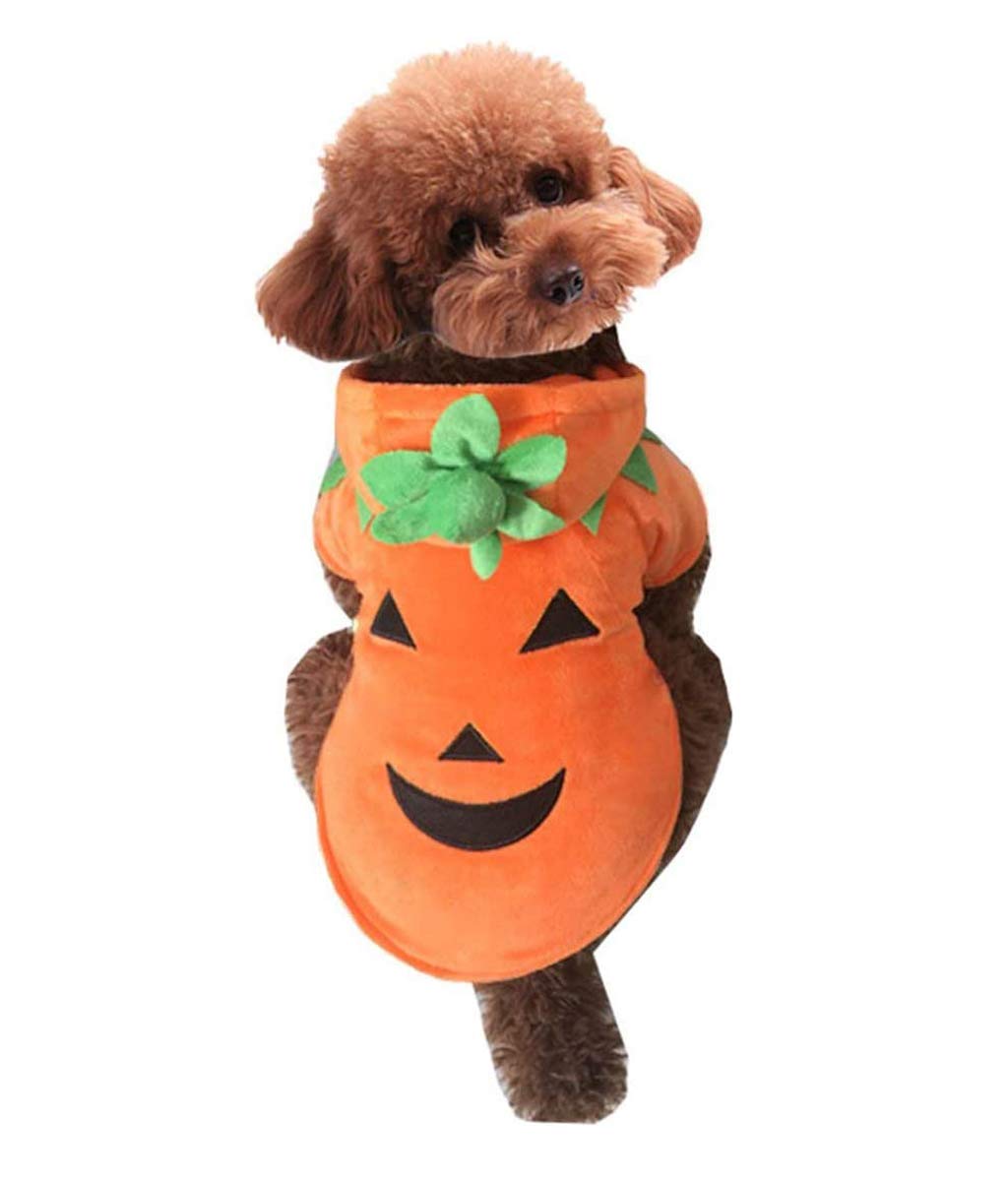 Mogokoyo Dog Cat Halloween Pumpkin Costume,Pet Cosplay Costumes,Puppy Warm Outfits Fleece Hoodie Animal Autumn Winter Clothes (XL Size)