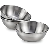 4 Pack Stainless Steel Sauce Dishes Mini Round Seasoning Bowl Sushi Dipping Bowls Appetizer Plates Individual Saucers Bowls Small Soy Sauce Dish 3.6 Inch Condiment Cups Small Metal Bowl (Sliver)