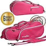 Athletico 6 Racquet Tennis Bag | Padded to Protect Rackets & Lightweight | Professional or Beginner Tennis Players | Unisex Design for Men, Women, Youth and Adults (Pink)