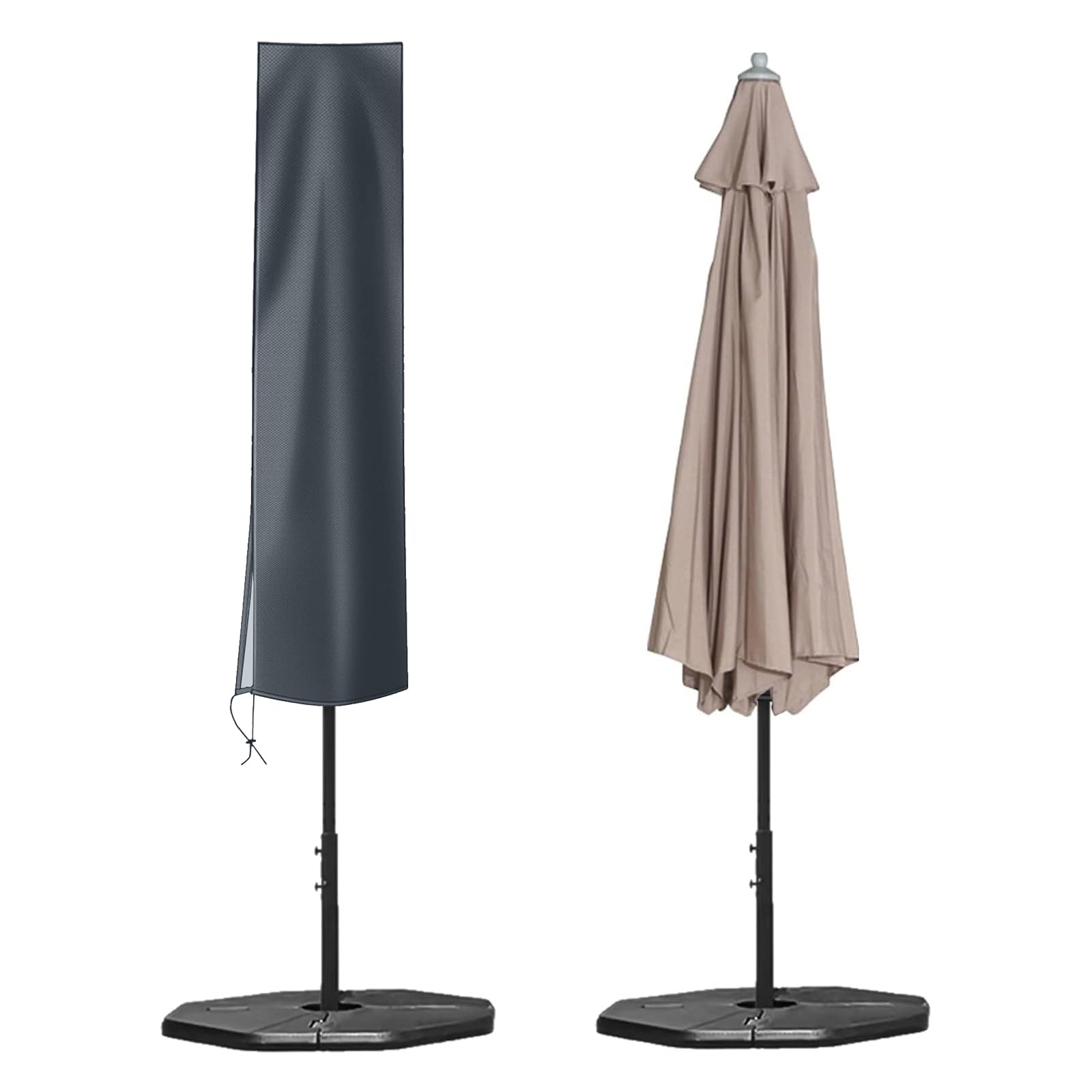 OKPOW Parasol Cover, Heavy Duty Rip Proof 600D Parasol Covers Waterproof Fit for 2m Diameter Garden Parasol, Windproof, Anti-UV, Large Umbrella Cover with Zip (153*30*30cm, Dark Grey)