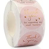 CHIMNE 500PCS Thank You Stickers, 1.5 Inch Thank You for Supporting My Small Business Stickers for Greeting Cards Flower Bouquets Self-Adhesive Labels Small Business Packaging Supplies Wraps (Pink)