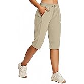 baleaf Women's 15" Hiking Shorts Long Bermuda Cargo Below The Knee Capris Lightweight Quick Dry Elastic Waist for Casual