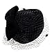 VBIGER Women's Fascinator Woolen Felt Pillbox Hat Cocktail Party Wedding Bow Veil (Black)