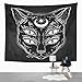 Emvency Tapestry Black Cat Head Portrait Moon and Four Eyes Eyed Home Decor Wall Hanging for Living Room Bedroom Dorm 50x60 inches