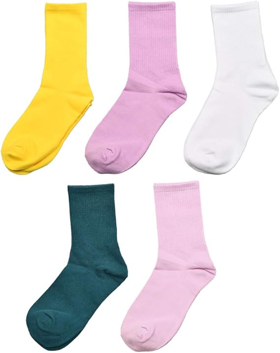 Amazon レディース 靴下 五色 マルチカラー レディース 綿100 靴下 婦人 防臭 秋 通勤 通学 無地 スポーツ タイツ 通販