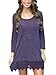 MiYang Women's Long Sleeve A-line Lace Stitching Trim Casual Dress L Violet
