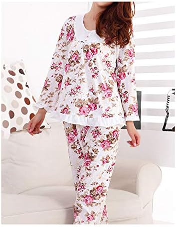 Nhequren Pyjamas Women Long Sleeved Ladies Pajamas Set Mujer Floral Print Sleepwear M-3XL
