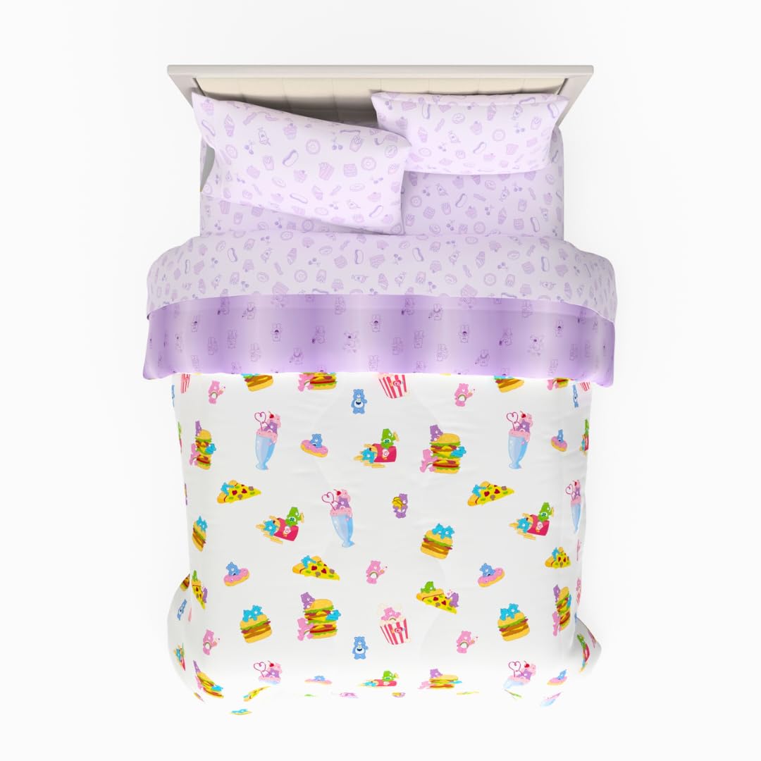 Care Bears Food Snacks 7 Piece Super Soft Cozy Reversible Comforter and Sheet Set with Sham, Full, (Officially Licensed Product) by Franco Collectibles Image