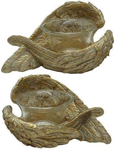 GJ BOON Gold Angel,s Wing Votive Holder Set