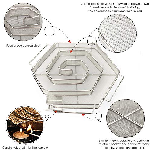 PiscatorZone Cold Smoker Generator Pellet Smoker Charcoal Grill Smoker Box, Stainless Steel Bracket for BBQ Wood Chips(Hexagon) - Thumbnail 3