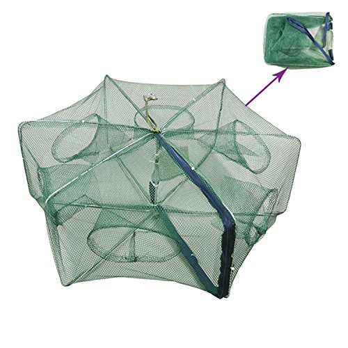 EASY BIG Portable Fishing Nets Foldable Hand Casting Bait Traps Cage for Fish Shrimp Minnow Crayfish Crab Baits Cast Mesh Trap, Easy Use Fishing Cage Crab Fish Minnow Crawdad Shrimp