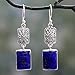 NOVICA Lapis Lazuli .925 Sterling Silver Dangle Hook Earrings 'Royal Galaxy'