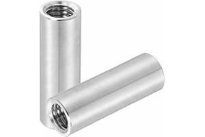 MECCANIXITY 2Pcs M12x1.75x50mm Round Coupling Nuts, Stainless Steel Connector Nut Fasteners Rod Hardware Nuts 16mm OD for Thr