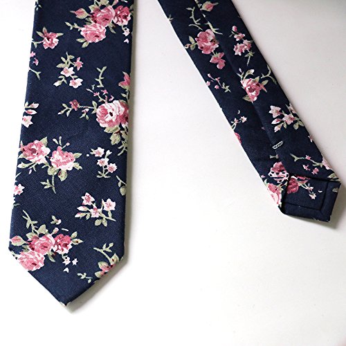 Floral Tie Men's Cotton Printed Flower Neck Tie Skinny Neckties (8502)