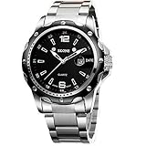 PALADA Men's T7147G Analog Quartz Wrist Watches with Stainless Steel Band and Water Resistant 164FT