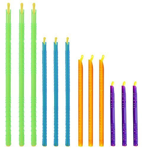 Ecoss Plastic Bag Sealer Stick (12pcs) Air Tight, Water Tight Seal, No Moving Parts,4 Different Sizes,Slim Sticks for Easy Storage, Fully Reusable.(Item # 249184)