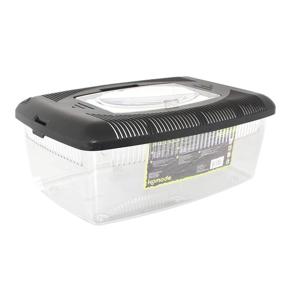 Komodo Plastic Terrarium, Plastic Vivariums, Reptile Habitats, Terrariums for Reptiles, Vivariums for Reptiles, Habitats for Reptiles ,Black,39cm x 25cm x 16.5cm