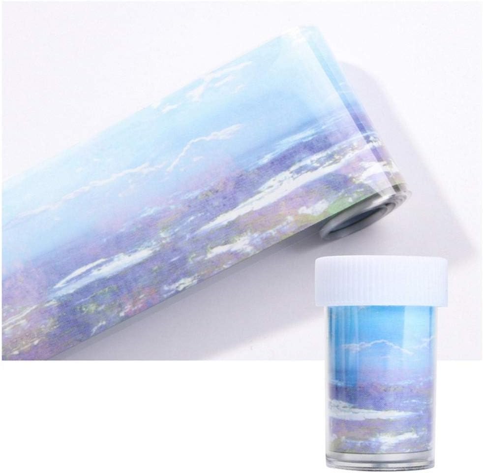 Holographic Nail Foils,Women Beauty 3D Decor Colorful Marble Holographic Nail Art Sticker Nail Transfer Foil Nail Decal Starry Sky(WY110)