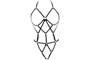 LIVE4COOL Women Harness Cupless Cage Bra Set Elastic Lingerie for Women Adjustable Hollow Out Strappy Set Sexy Strap Belt, Bl