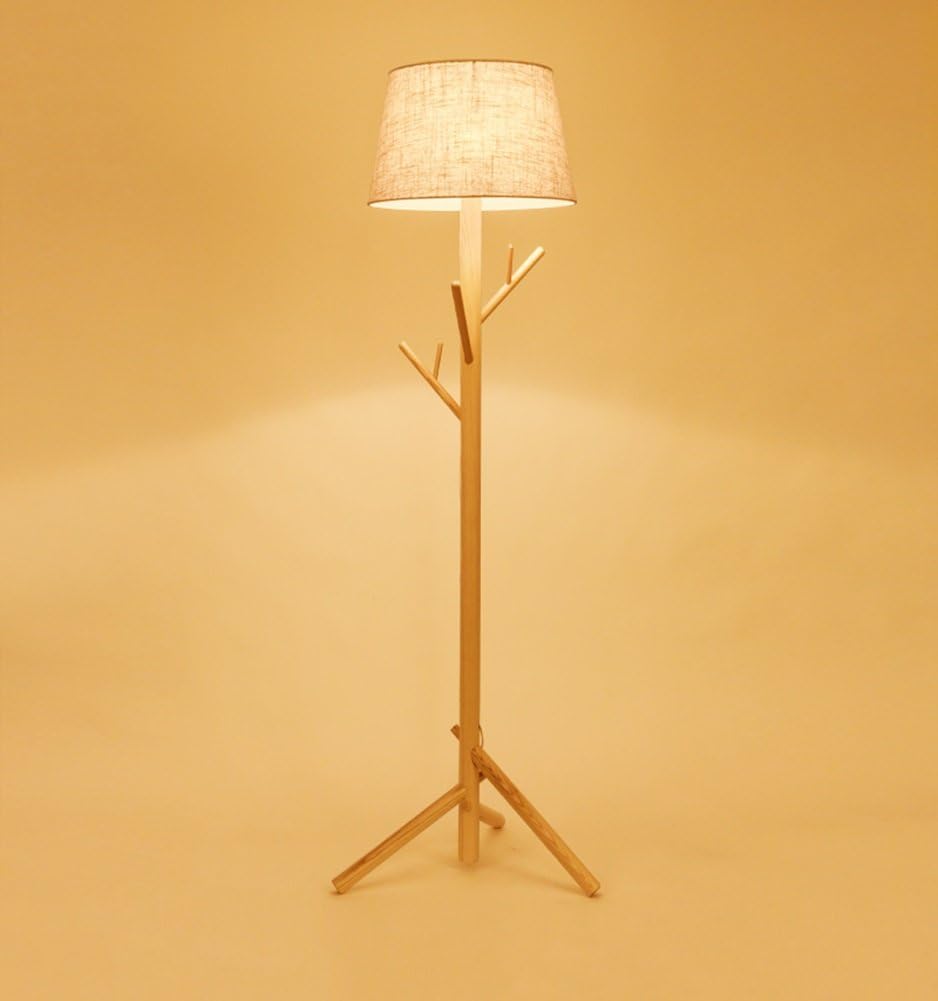 HCJLDD JCRNJSB® Solid wood floor lamp, Nordic Simple modern living room Sofa coffee table lights Bedroom bedside Japanese-style Wood color E27 * 1 High 175cm Dimmable, can be illuminated