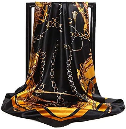 Amazon Black Designer Scarf Womens K-Elewon 35 Large Women's Satin