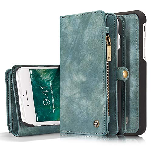 Leather Wallet Magnetic Phone Case Detachable Case with Card Holder Flip Blue Cover for iPhone 11 2019 6.1 inch