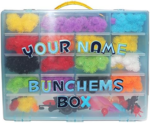 Bunchems, Pokemon, Lego, Shopkins Compatible Organizer Case, Personalized W/Your Name. Includes Blue Storage + 2 Alphabet Puffy Stickers!