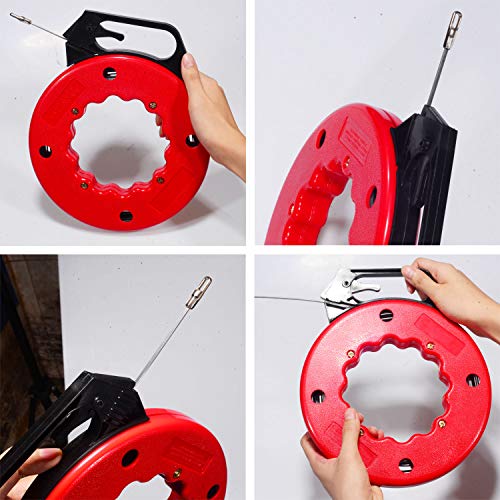 WXTOOLS 100 Foot Fish Tape Tools, Spring Steel Fish Tape Reel, Wire Puller for Electric or Communication - Thumbnail 5