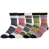 Zmart 5 Pack Men's Color Vintage Warm Wool Fall Winter Quarter Boot Socks