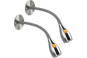 Obeaming 12V LED Reading Light,RV Dimmable Reading Lamp,12 Volt Flexible Gooseneck Light for Camper Van Trailer Truck Motorhome 12-24V DC Hard-Wired Aluminum Design & Red Night Light (2-Pack)
