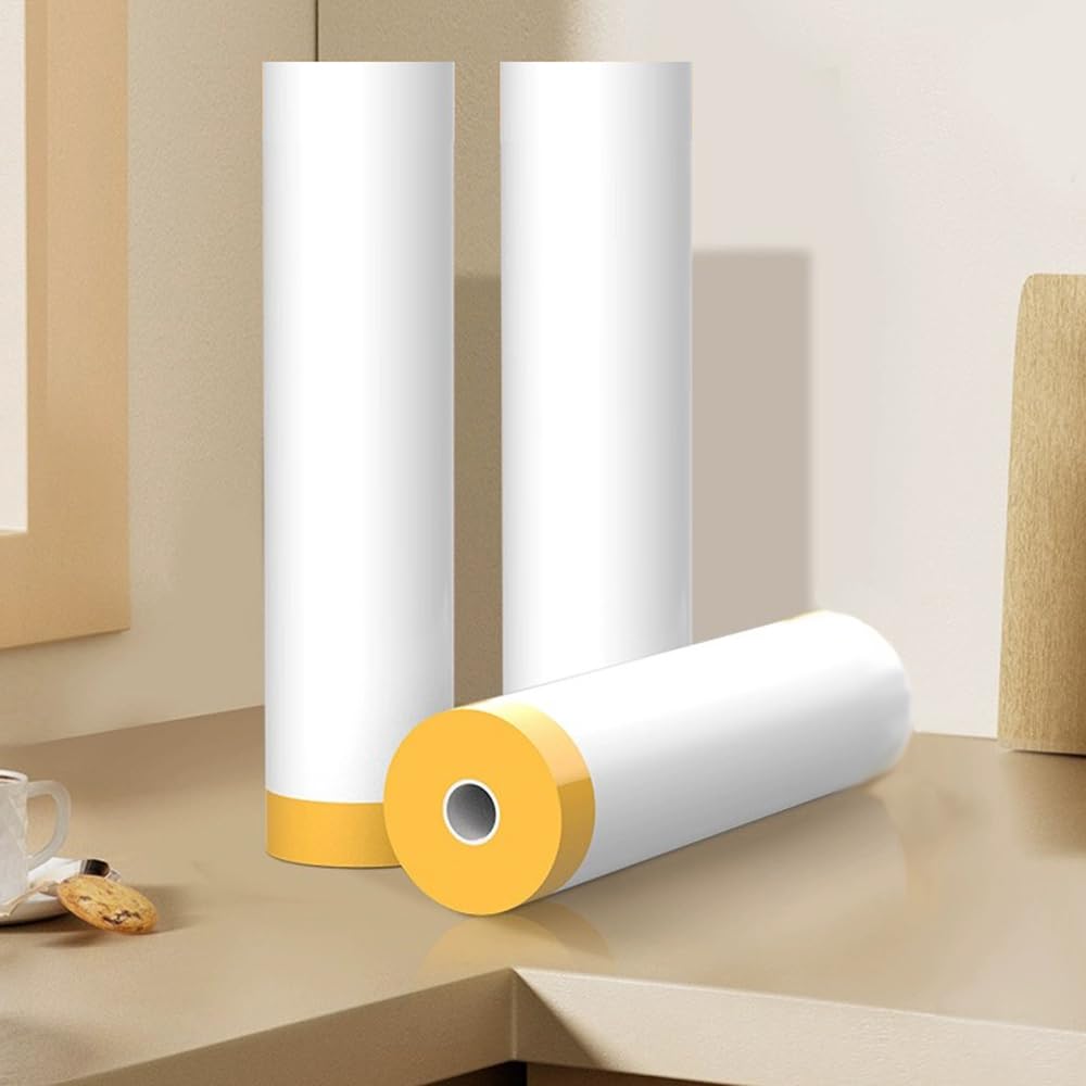 CHANGZHONG Tape and Drape 3 Rolls Transparent Pre-Taped Masking Film for Painting Decorating Covering Masking Paper for Spraying Masking Tape for Auto Wall Furniture Protection 55cm*20m