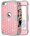 Hocase iPod Touch 7th/6th/5th Generation Case, Shockproof Heavy Duty Silicone Rubber+Hard Plastic Glitter Protective Case for iPod model A2178, A1574, A1509, A1421 - Pink/Gray