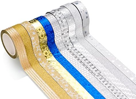 Cuccu Colorful Washi Masking Tapes Set of 10 Rolls for Scrapbooking,Crafts,DIY Projects ,Books Art,Gift Designs and Party Fun