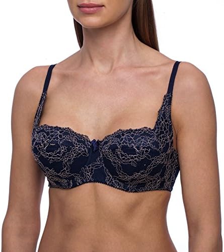 fruitVogue Women's Demi &amp; Balconette Underwire Lightly Padded Lace Bra 34 B Blue (SL_615_75B)