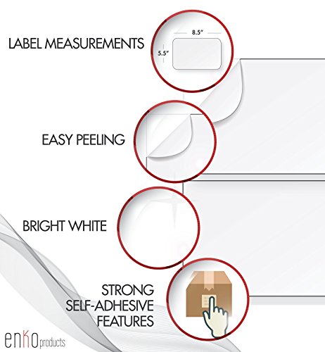 enKo [110 Sheets; 220 Labels] - 5-1/2" x 8-1/2" Inches - Blank White Half Sheet - Address, Mailing & Shipping Labels for Laser and Inkjet Printers (Self Adhesive) - Thumbnail 5