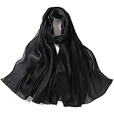 HURESON Women Premium Hijab Head Scarf Lightweight Shimmer Scarves Crepe Wedding Shawls and Wraps for Evening Dresses Shiny
