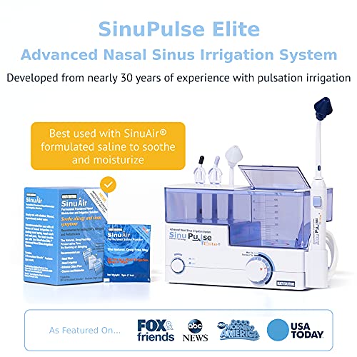 SinuPulse Elite Advanced Nasal Irrigation System with 30 SinuAir Saline Packets, Pulsating Nasal Congestion Relief & Sinus Rinse Machine, More Effective Than Neti Pot or Nose Spray