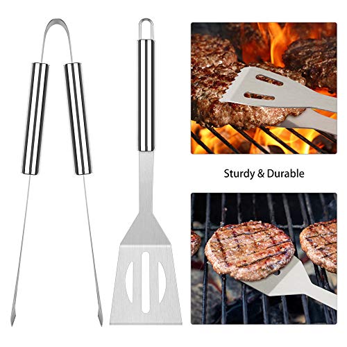 meicent Grill Accessories BBQ Tool Set, 14 PCS Stainless Steel Grilling Utensils Set with Knife, Fork, Brush, Spatula,Tong,Skewers,Barbecue Kits for Camping, Grilling