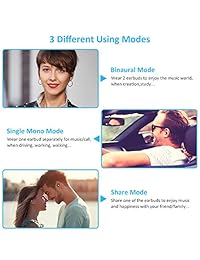 Auriculares inalámbricos Vproof [Bluetooth 5.0] Auriculares inalámbricos con doble oído en el oído, 19H Playtime, Sonido estéreo 3D con bajo, Micrófono incorporado, Auriculares mini a prueba de sudor IPX4 con estuche de carga de 480mAh