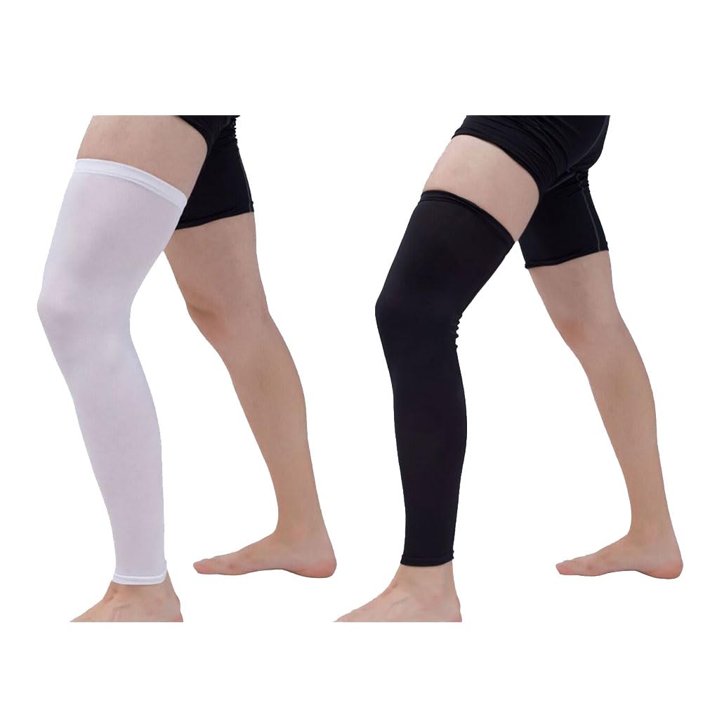 HugeDE 4 Pcs Outdoors Compression Leg Sleeves Footless Compression Sock Football Leg Sleeve UV Protection Leg Sleeves for Running Athlete Cycling
