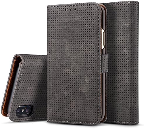 Xelcoy Leather Wallet Flip case with Adjustable Viewing Stand and Magnetic Closure Cash Slots Card Holder Cover for iPhone Xs MAX 6.5 inches Black