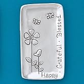 Basic Spirit Pewter Happy Flower Small Tray, 4.5 Inch Height, Trinket Dish Ring Holder Gift Box