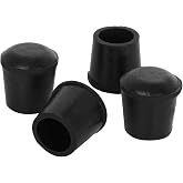 Zinkebol 4 PCS Black Round Rubber Chair Leg Caps Tips, Vinyl Rubber End Kits, Soft Touch Table Feet Cover, Anti Slip Floor Protector, 1 inch (25mm)