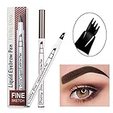 Tattoo Eyebrow Pen with Four Tips Waterproof Long Lasting Smudgeproof Tint Ink Brow Gel for Natural Eye Makeup(Chestnut)