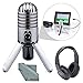 Samson Meteor Mic Studio USB Condenser Microphone Headphones Fibertique Cleaning Cloth (Chrome)