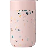 W&P Porter Ceramic Mug w/Protective Silicone Sleeve, Terrazzo Blush 16 Ounces On-the-Go Reusable Cup for Coffee or Tea Portab
