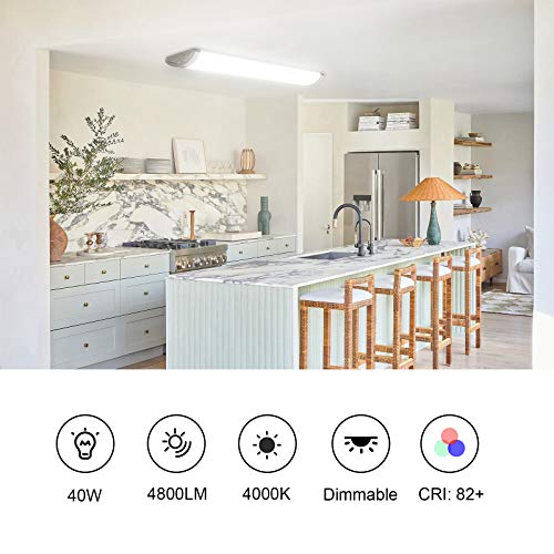 FaithSail Dimmable 4FT LED Light Fixtures 40W 48 Inch LED Flush Mount