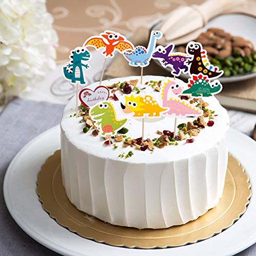Mary Paxton Birthday Cake Topper,27Pack Dinosaur Cupcake Topper Decorations Birthday Party Supply Baby Shower Scene Ornament Themed Party Anniversary Kid Girl Boy Gift DIY