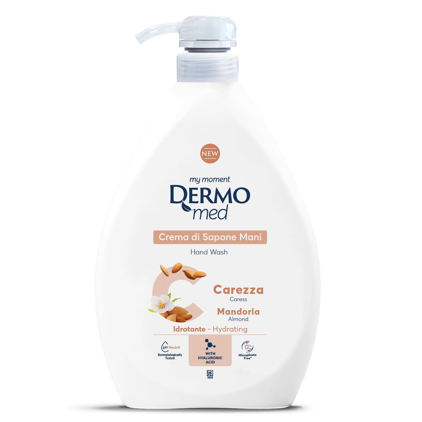 Dermomed, Hand Soap Cream Almond, Respect the Skin Making it Scented and Soft, with Hyaluronic Acid, pH Neutral, Made in Italy, Dermatologically Tested, Dispenser 1L