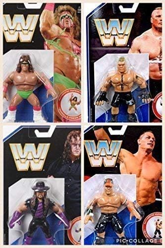 WRESTLING MASKS All 4 Complete Set WWE Retro Mattel Series 1 Figures - The Ultimate Warrior, The Undertaker, John Cena & Brock Lesnar
